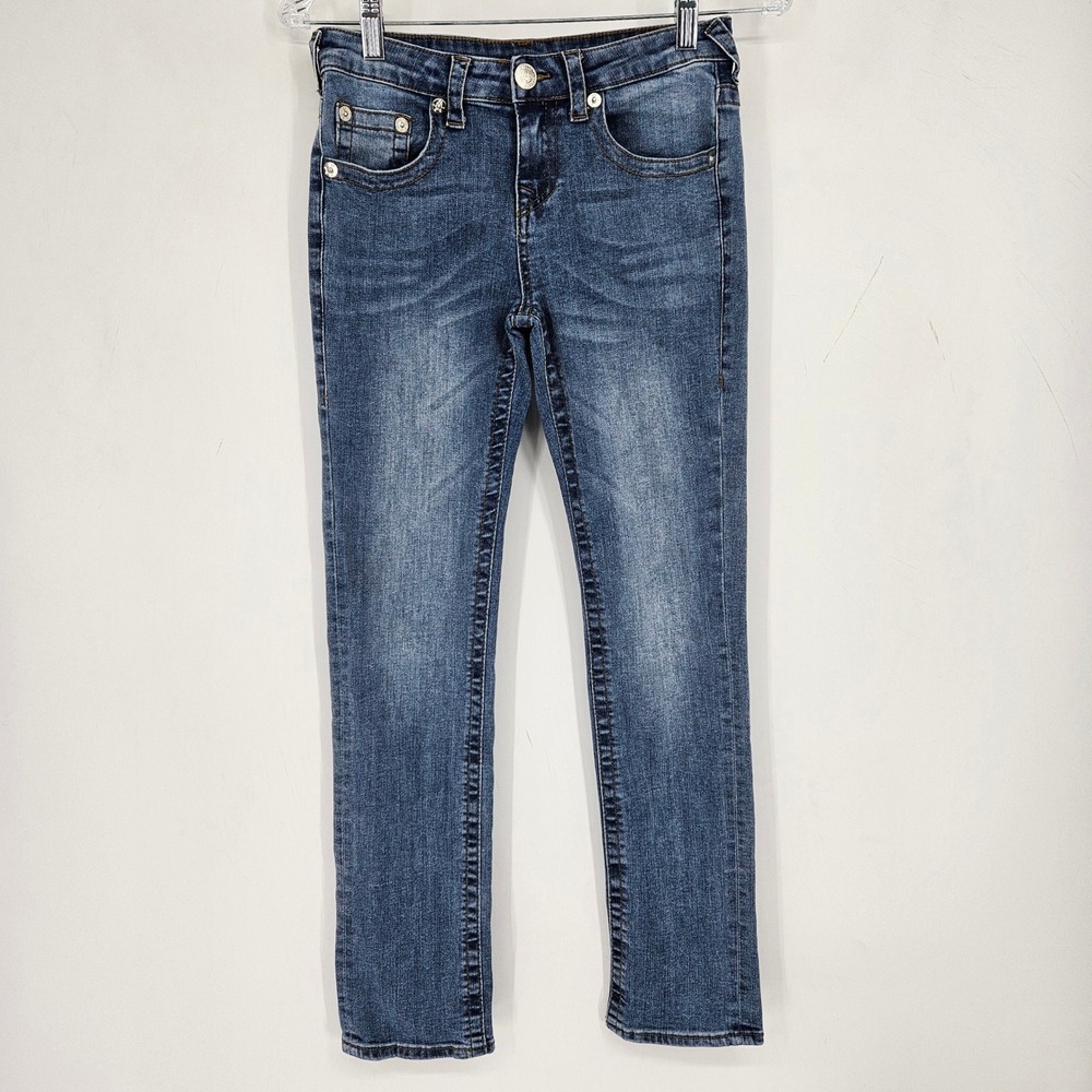 True Religion Jeans Girls 14 Youth Blue Pants Skinny Denim Mid Wash Straight